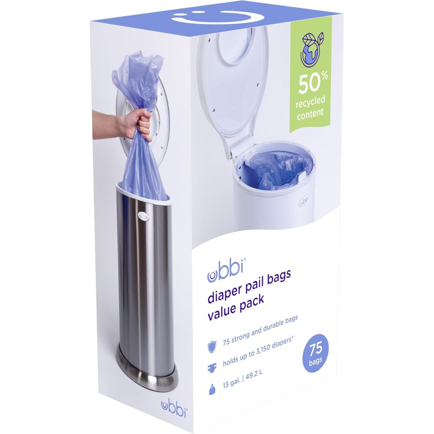Ubbi Pack de 3 Rollos de Bolsas para Cubo de Pañales