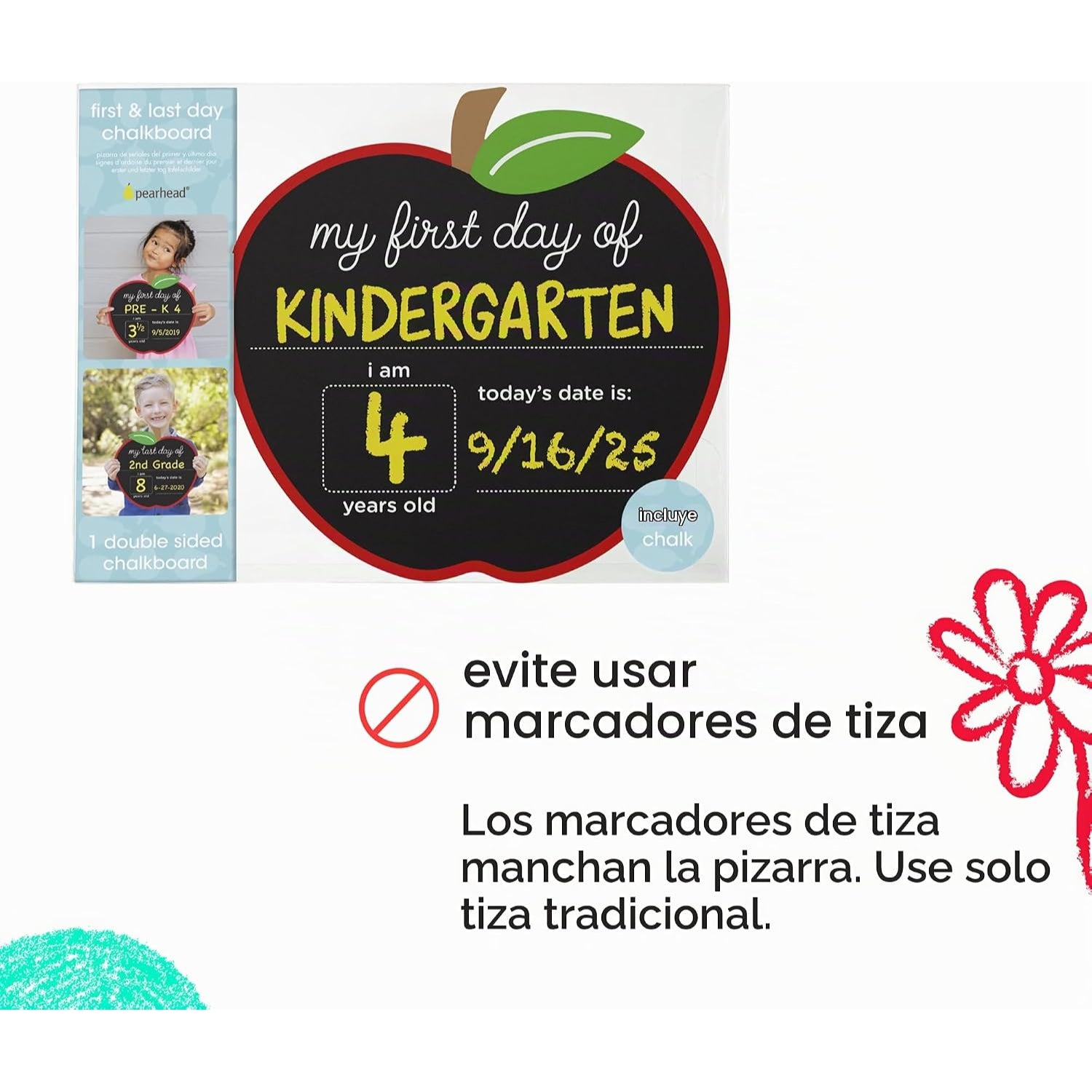 Pizarra de Tiza Doble Cara Primer y Último Día Pearhead 74068