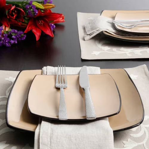 Set Vajilla Gibson Home Soho Lounge 16pz Cuadrada Taupe 69467.16