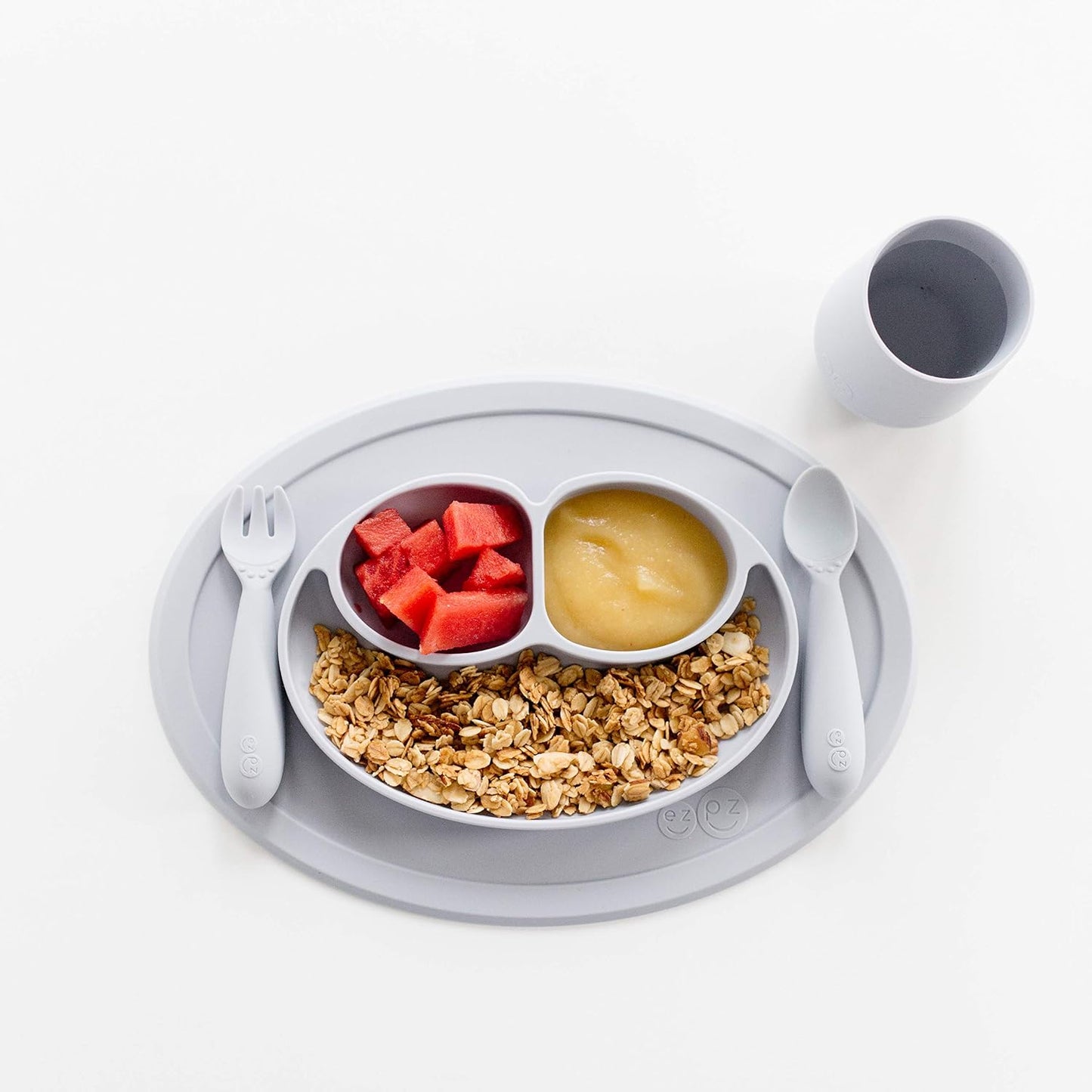 Set de Alimentación EZPZ Mini Feeding Set Pewter PKMFP003