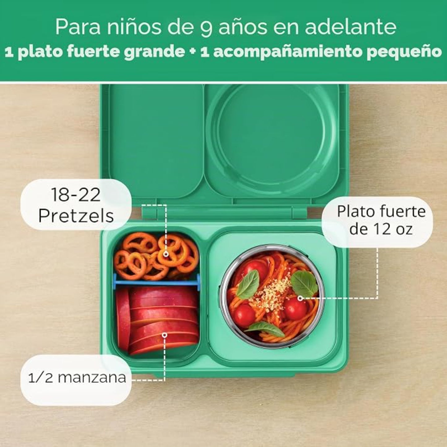 Lonchera Térmica Estilo Bento OmieBox Up Verde Jade OMUP17