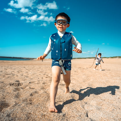Chaleco azul para niños, playa, ropa de verano, divertido y seguro
