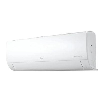 Aire acondicionado LG blanco frontal, instalación en pared, ideal para climatización.