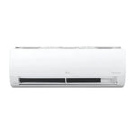 Aire acondicionado blanco frontal, unidad de enfriamiento eficiente.