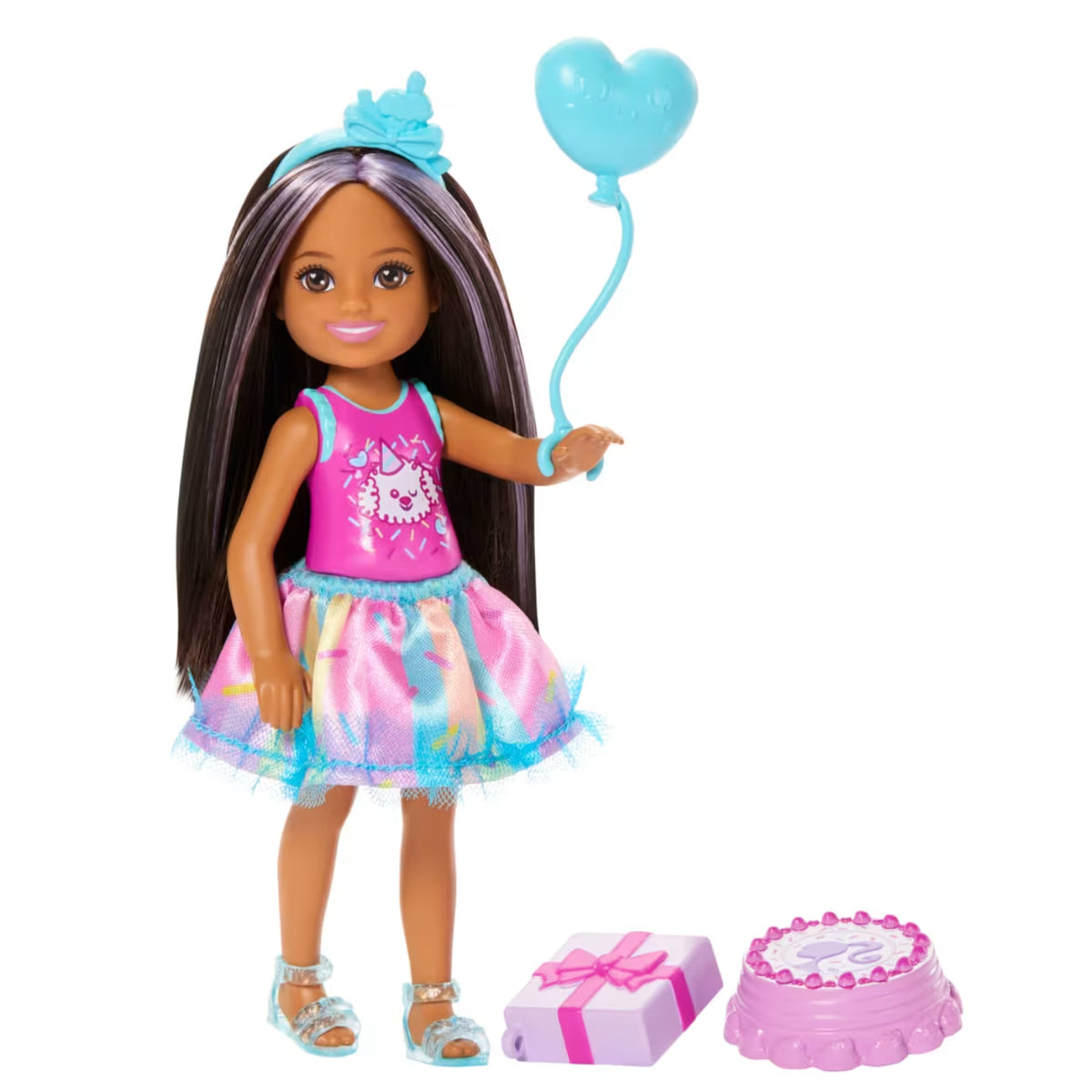 BARBIE CHELSEA CUMPLEAERA FALDA AZUL