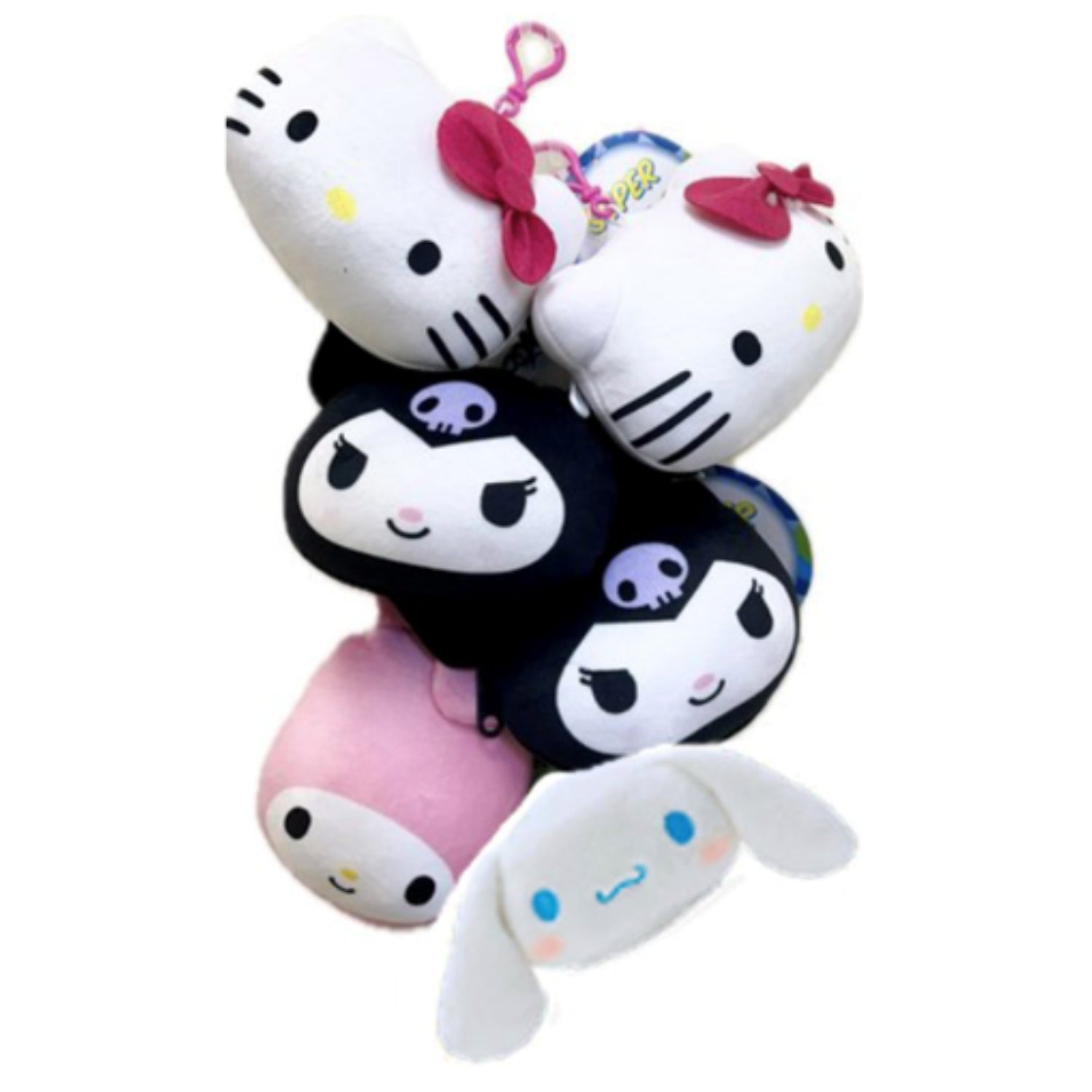 LLAVERO DE PELUCHE SANRIO SQUISH ASST 6" CON ZÍPER