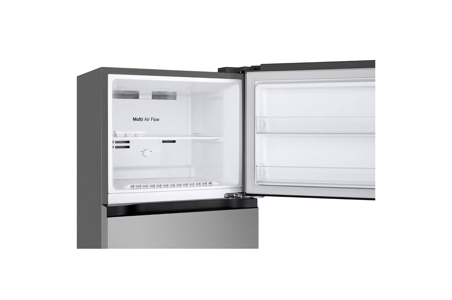 Interior de la refrigeradora LG 7 pies top mount con estantes ajustables y sistema de refrigeración eficiente