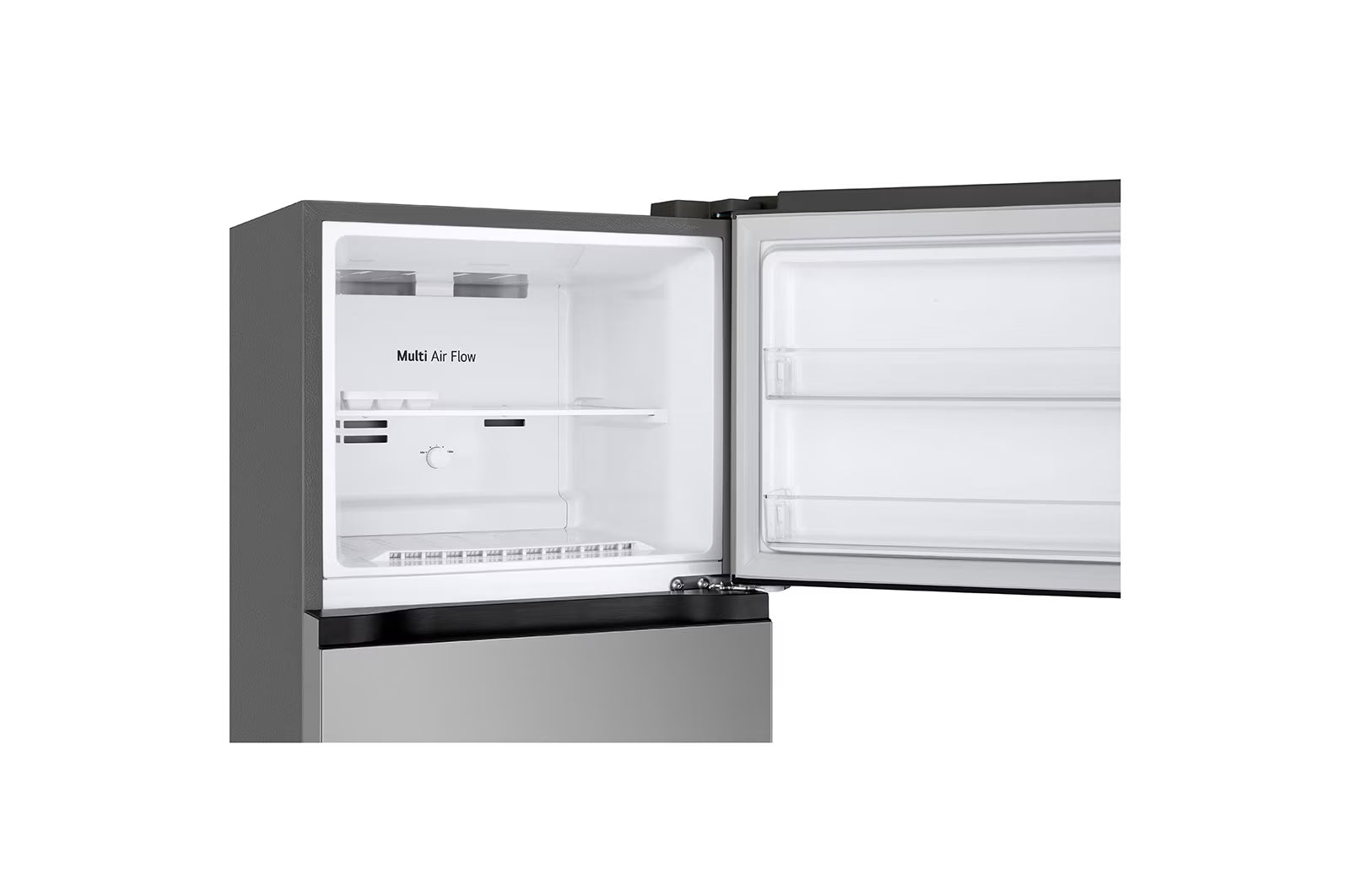 Interior de la refrigeradora LG 7 pies top mount con estantes ajustables y sistema de refrigeración eficiente