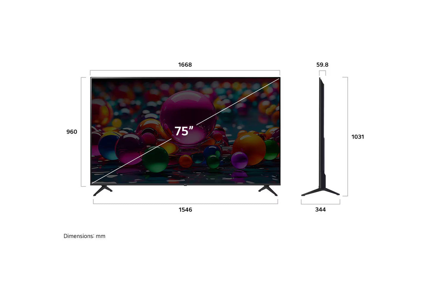 TV LG LED 75 SMART AI THINQ 4K UA80 