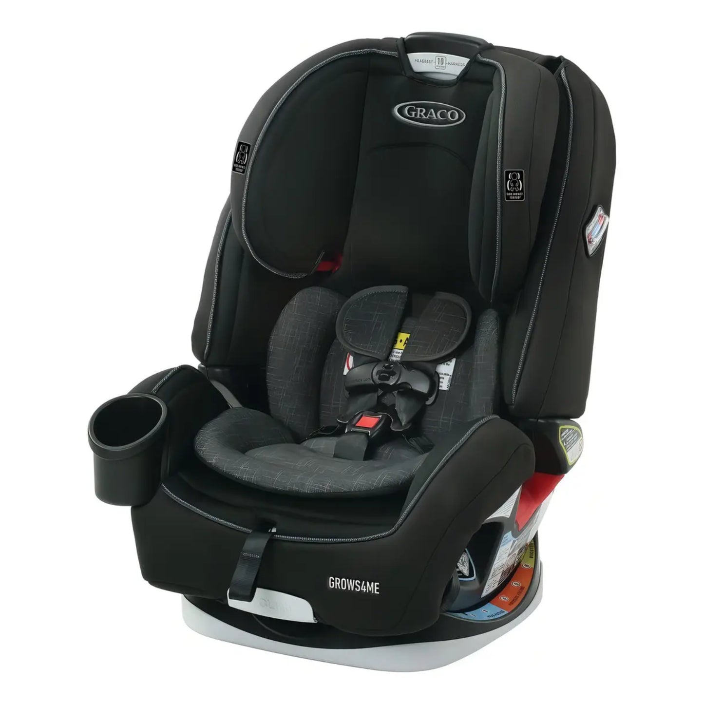 silla Graco Grow Snug negra lateral en vehículo