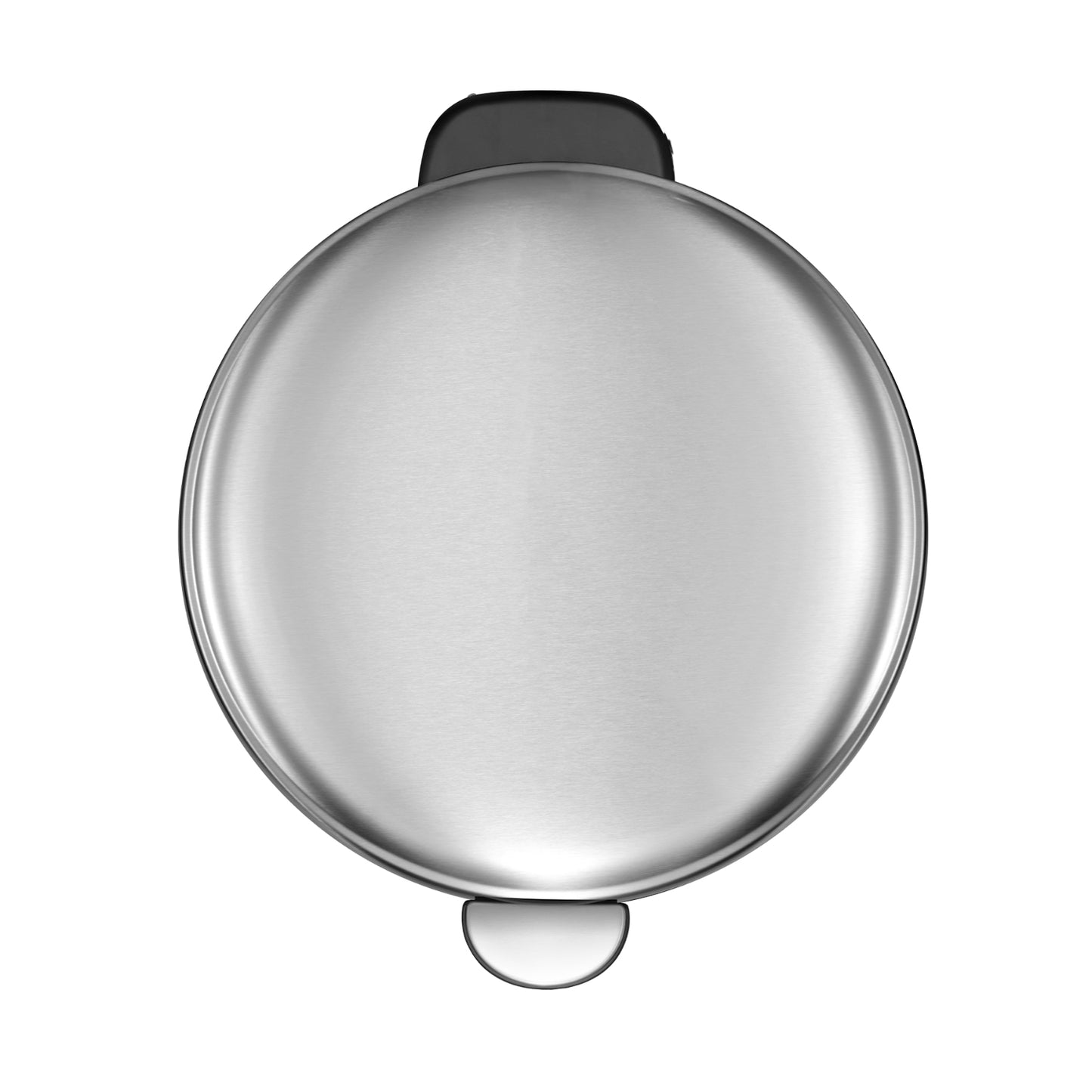 Basurero de pedal acero inoxidable EKO modelo LL02 visto desde arriba con diseño circular y tapa metálica