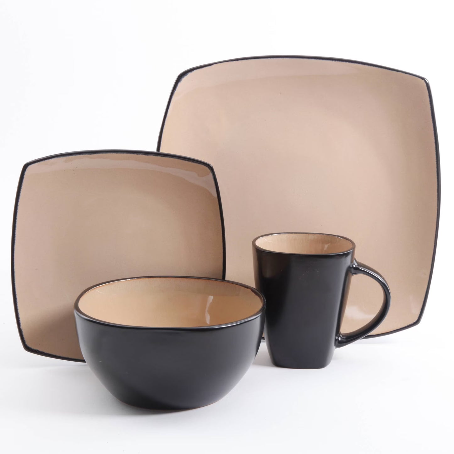 Set Vajilla Gibson Home Soho Lounge 16pz Cuadrada Taupe 69467.16