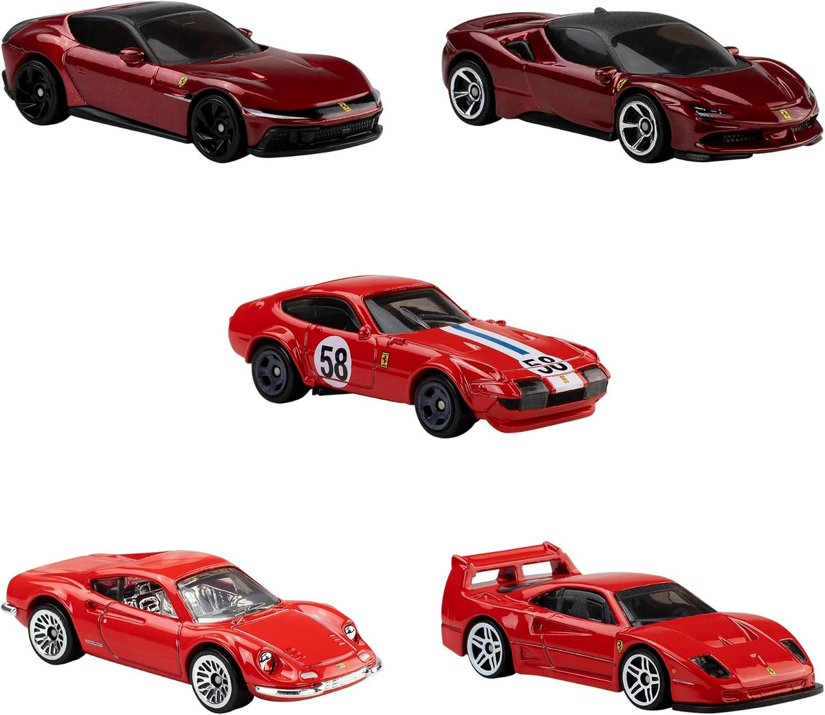 HOT WHEELS PACK 5 AUTOS ROSSO