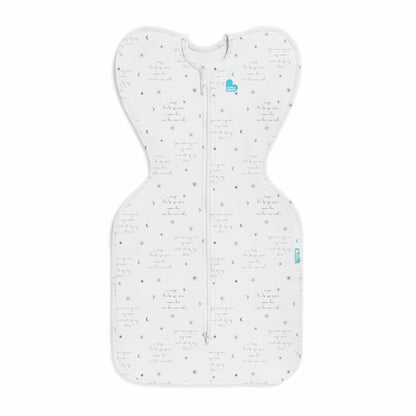 Envolvedor blanco Love to Dream con diseño de estrellas, vista frontal y suave para bebés