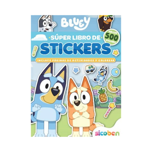 Libro de Colorear Bluey con Stickers 8 Páginas + 8 Stickers 19.7x37 cm Papel 100% SICOBEN