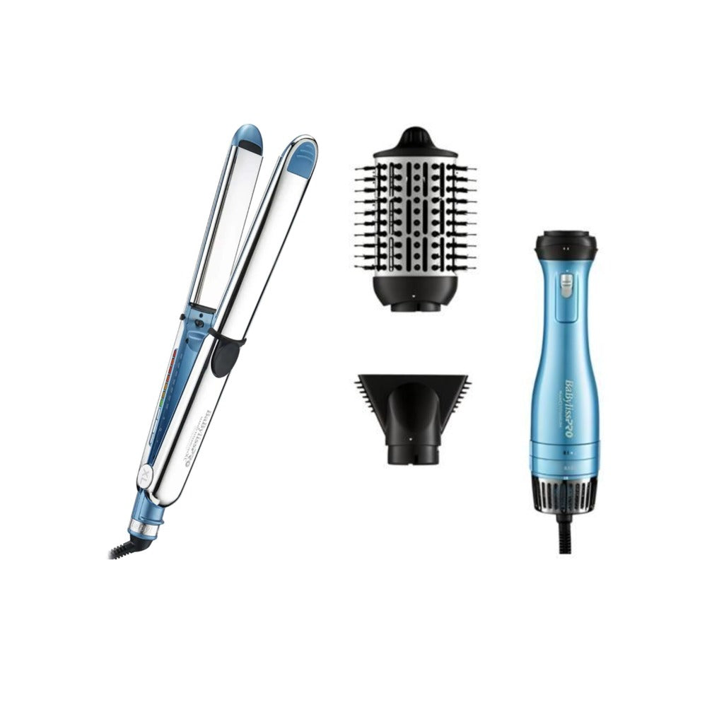 Combo BaBylissPRO Nano Titanium: Plancha Optima 3000XL y Cepillo Secador Hot Air