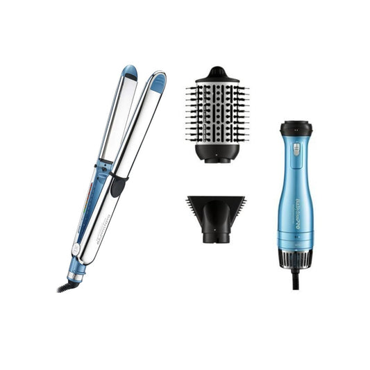 Combo BaBylissPRO Nano Titanium: Plancha Optima 3000XL y Cepillo Secador Hot Air