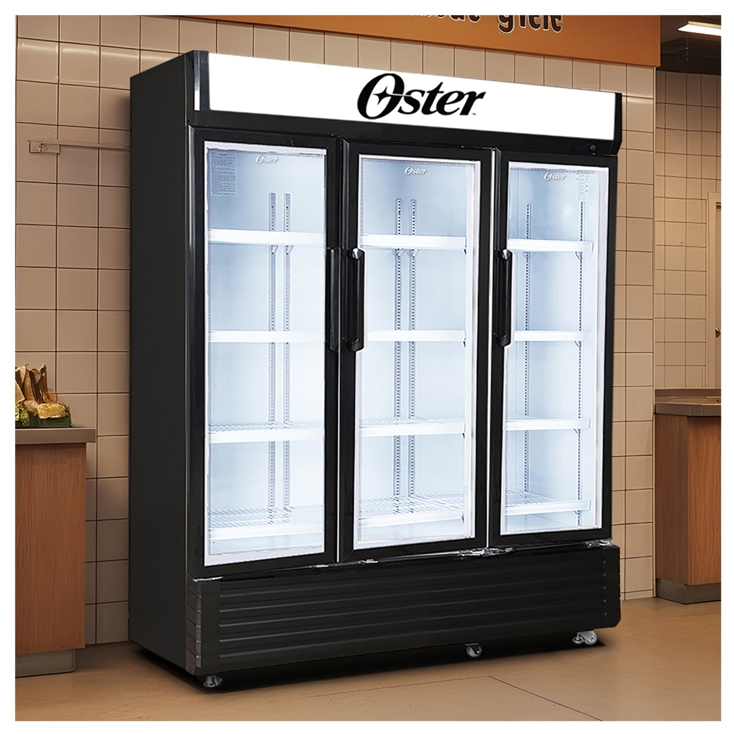 Vitrina Refrigerante Oster 35' – 3 Puertas de Vidrio con Iluminación LED