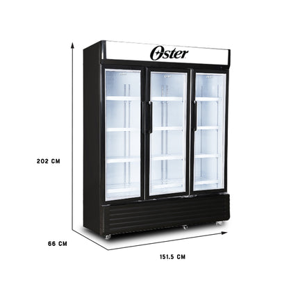 Vitrina Refrigerante Oster 35' – 3 Puertas de Vidrio con Iluminación LED