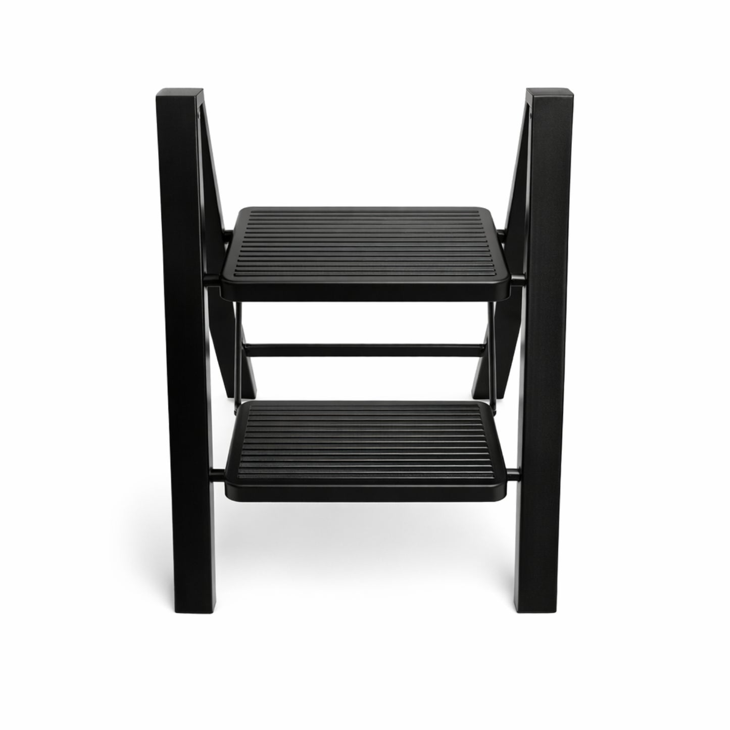 Escalera Plegable Slim de 2 Peldaños - Diseño Minimalista en Negro - 68x44x6 cm