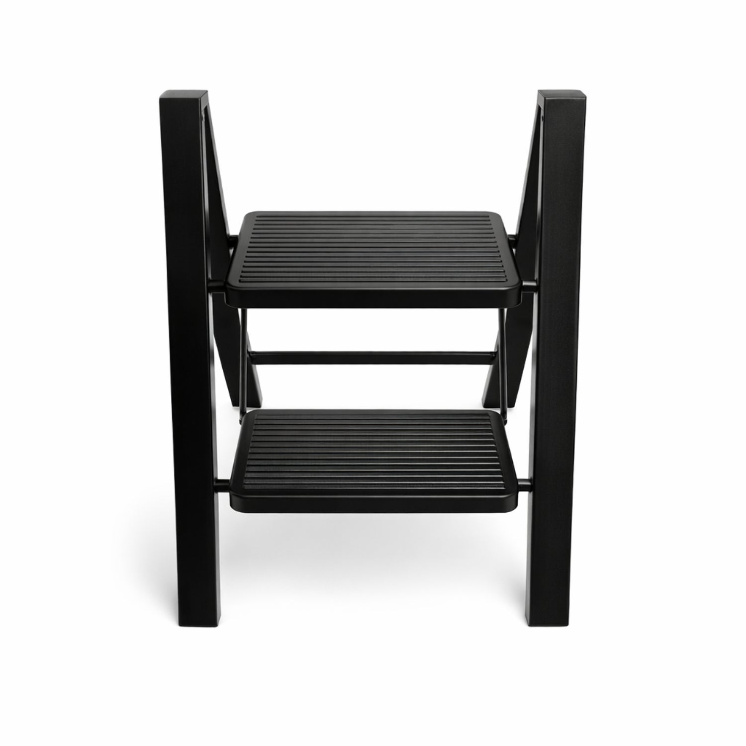 Escalera Plegable Slim de 2 Peldaños - Diseño Minimalista en Negro - 68x44x6 cm