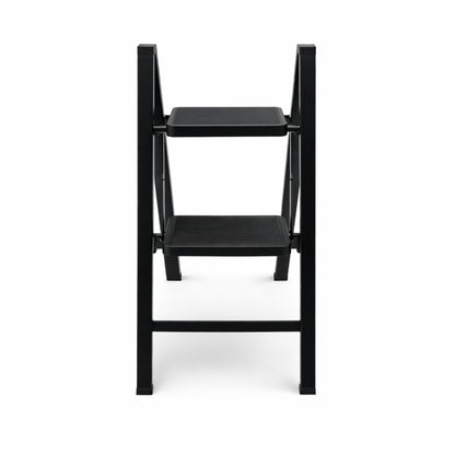 Escalera Plegable Slim de 3 Peldaños - Diseño Industrial Negro - 93 x 44 x 6 cm