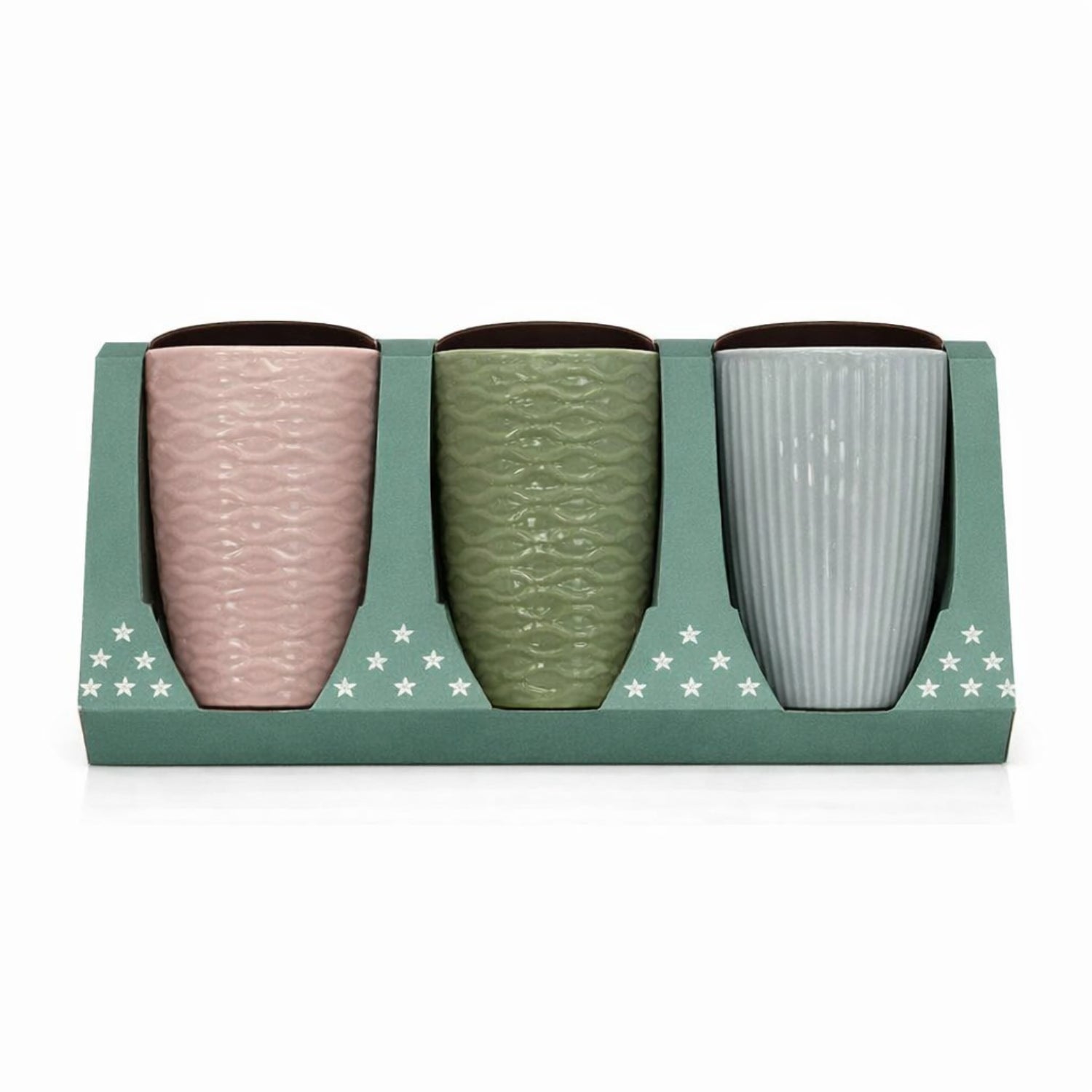 Set de Tazas de Cerámica 360 ml - Juego de 3 Piezas con Texturas y Relieves Surtidos