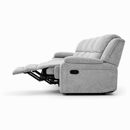 Seccional Reclinable Acme Furniture LV06840 - Sofá Modular 3 Piezas con Consola, Portavasos y Chenille Gris