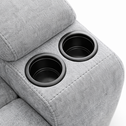 Seccional Reclinable Acme Furniture LV06840 - Sofá Modular 3 Piezas con Consola, Portavasos y Chenille Gris