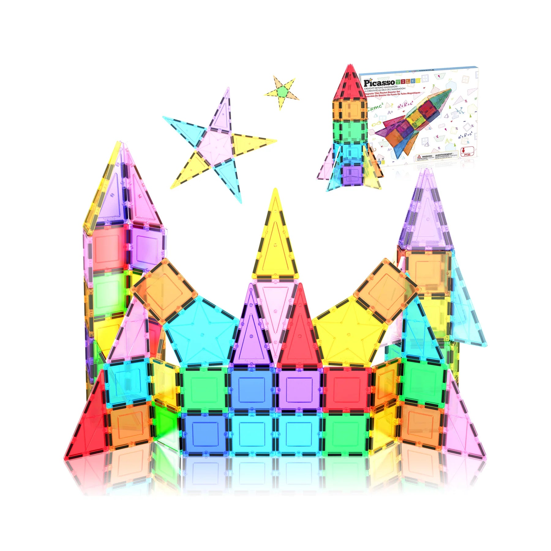 32PCS MAGNETIC TILES ROCKET SET