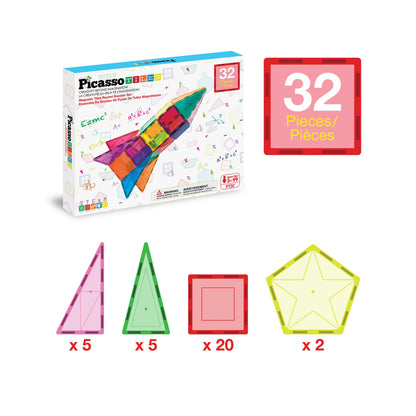 32PCS MAGNETIC TILES ROCKET SET