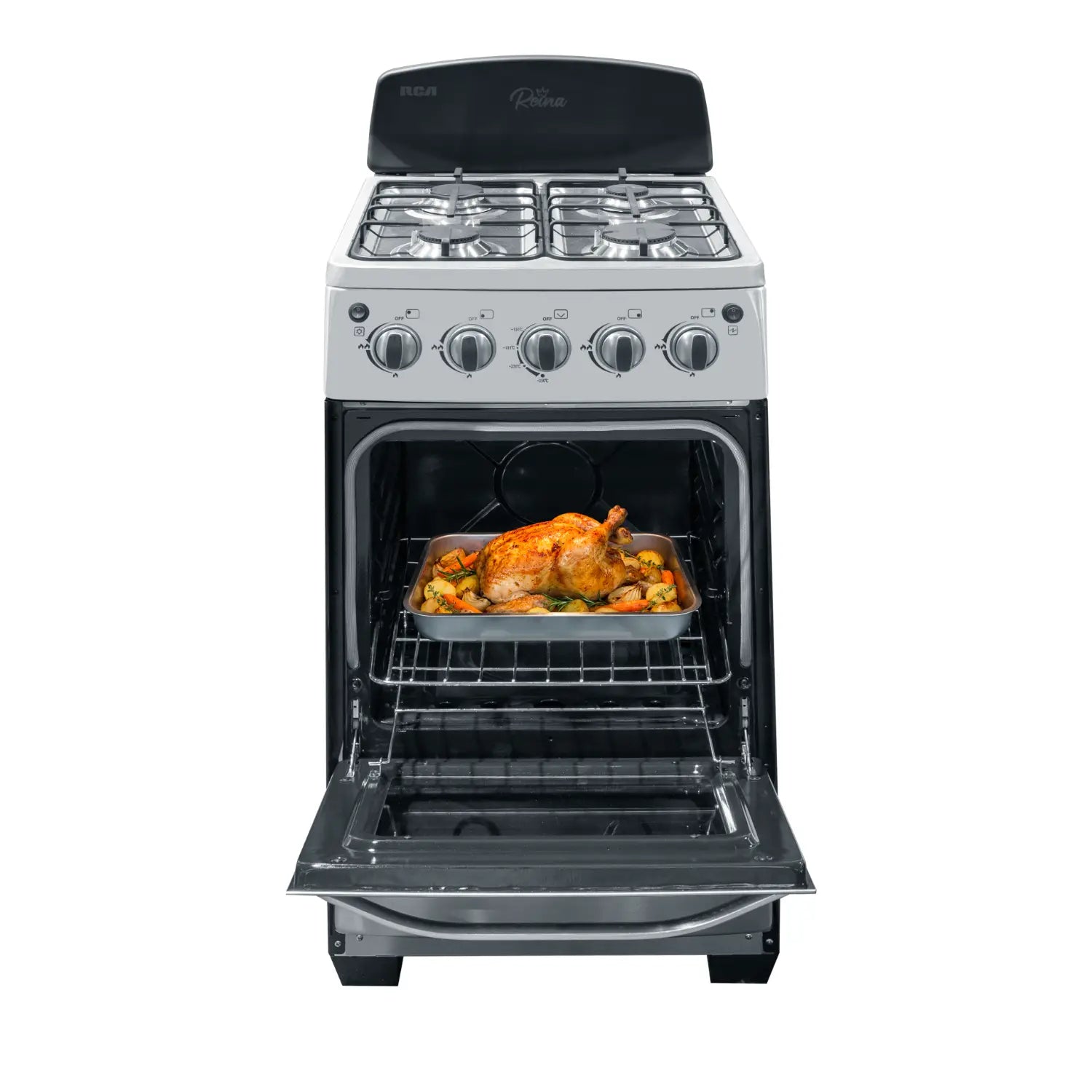 Estufa a Gas 20" 4 Quemadores Negra RCA RCCR27