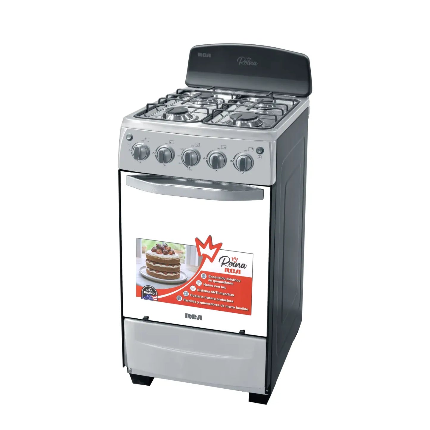 Estufa a Gas 20" 4 Quemadores Negra RCA RCCR27