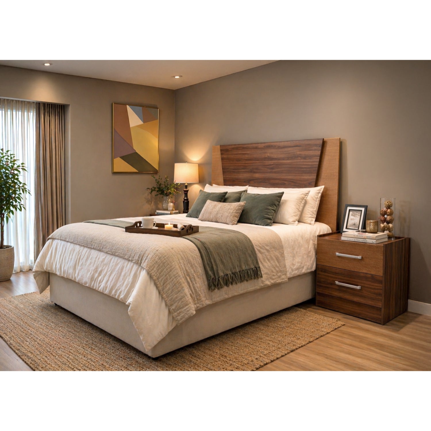Juego de Cabecera Queen Size Dana Muebles Sinaí con 2 Mesas de Noche