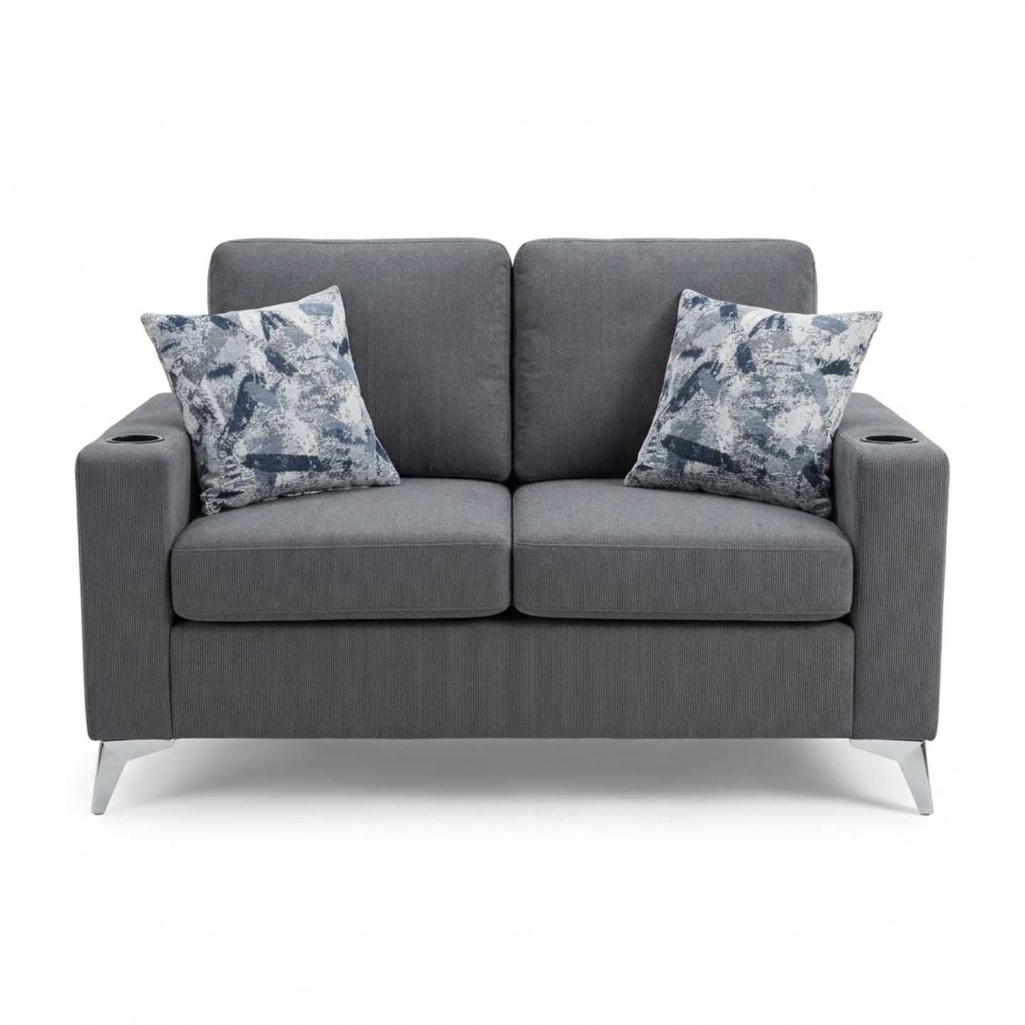 Sofá Loveseat Hunter 2 Puestos Gris Industria Tapicera