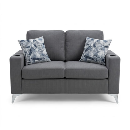 Sofá Loveseat Hunter 2 Puestos Gris Industria Tapicera