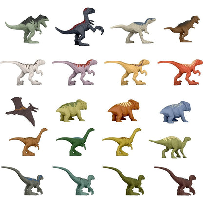 Figuras de dinosaurios de colores variados en conjunto, juguete educativo.
