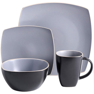 Set Vajilla Gibson Home Soho Lounge 16pz Cuadrada Gris Mate 94851.16