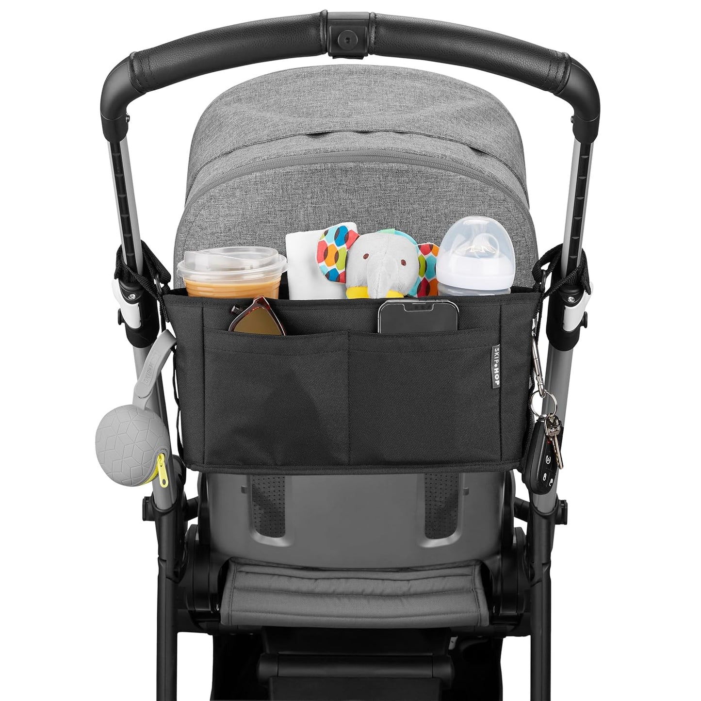 Accesorios para coche, carrito gris con compartimentos para botellas y teléfono