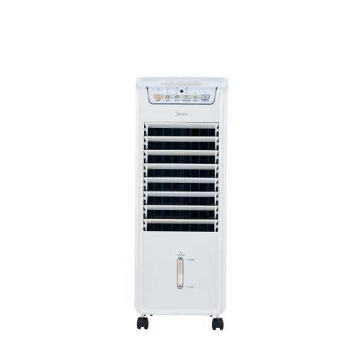 aire acondicionado portátil MIDEA blanco frontal, ideal para espacios pequeños