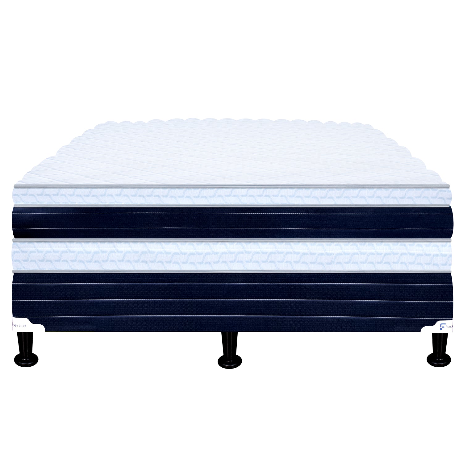 almohada blanca y azul de FACENCO, vista frontal, diseño moderno en dormitorio