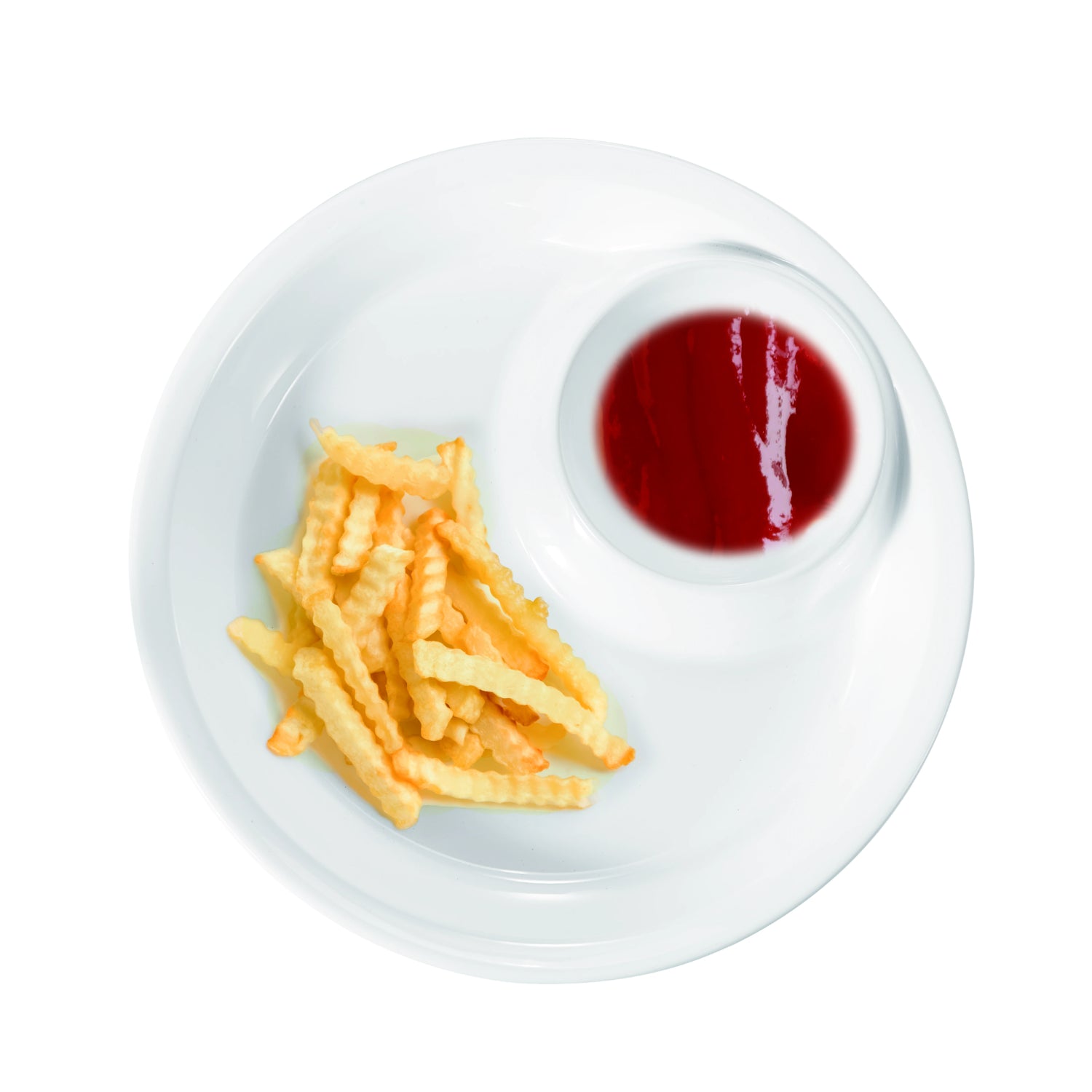 aperitivos fáciles y elegantes, papas fritas crujientes con salsa de tomate, plato blanco