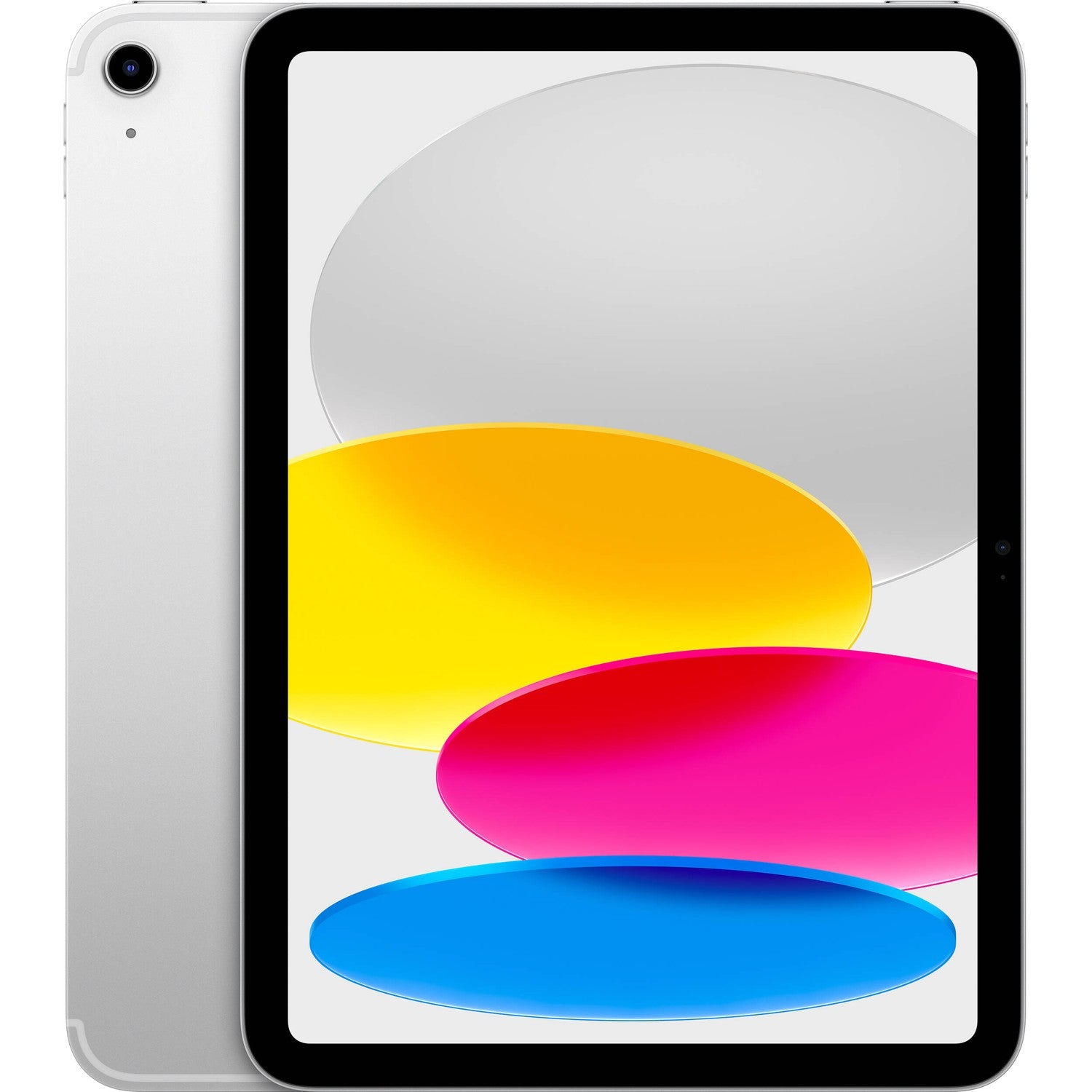 iPad Apple 11 pulgadas WiFi Cellular en color plata, vista frontal con pantalla de colores vibrantes