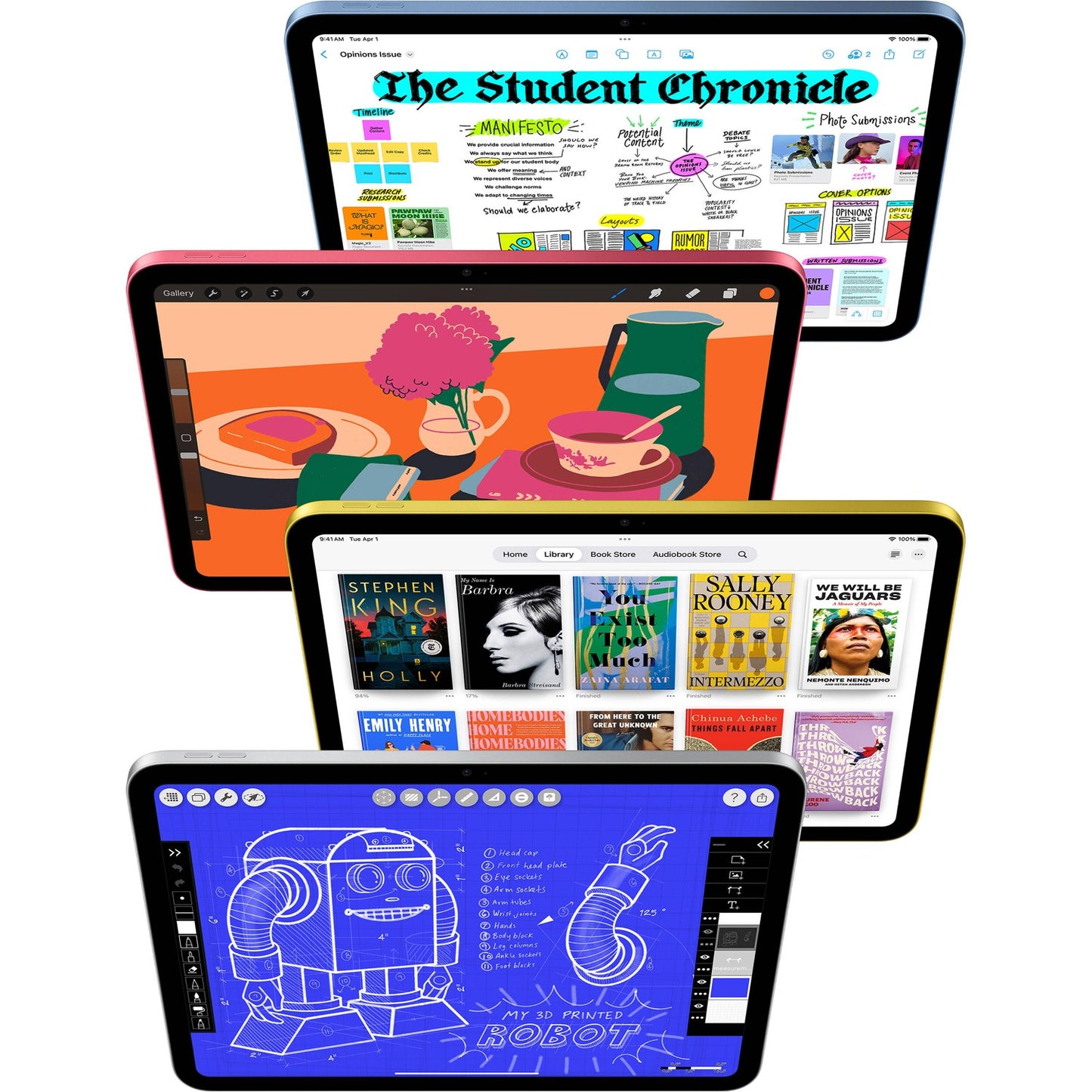 iPad Apple 11 pulgadas WiFi Cellular, vista frontal con varias aplicaciones abiertas