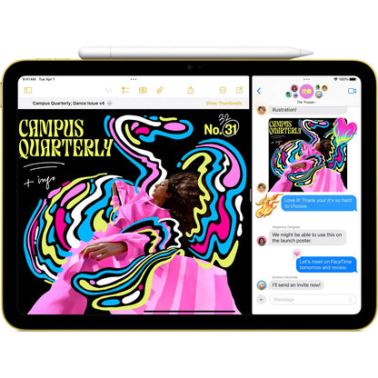 iPad Apple 11 pulgadas WiFi Cellular con diseño colorido, vista frontal y aplicaciones abiertas