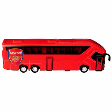 Autobús rojo de juguete Arsenal vista lateral para coleccionistas