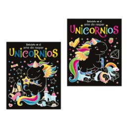 Libros para raspar unicornios, colorido y didáctico, vista frontal