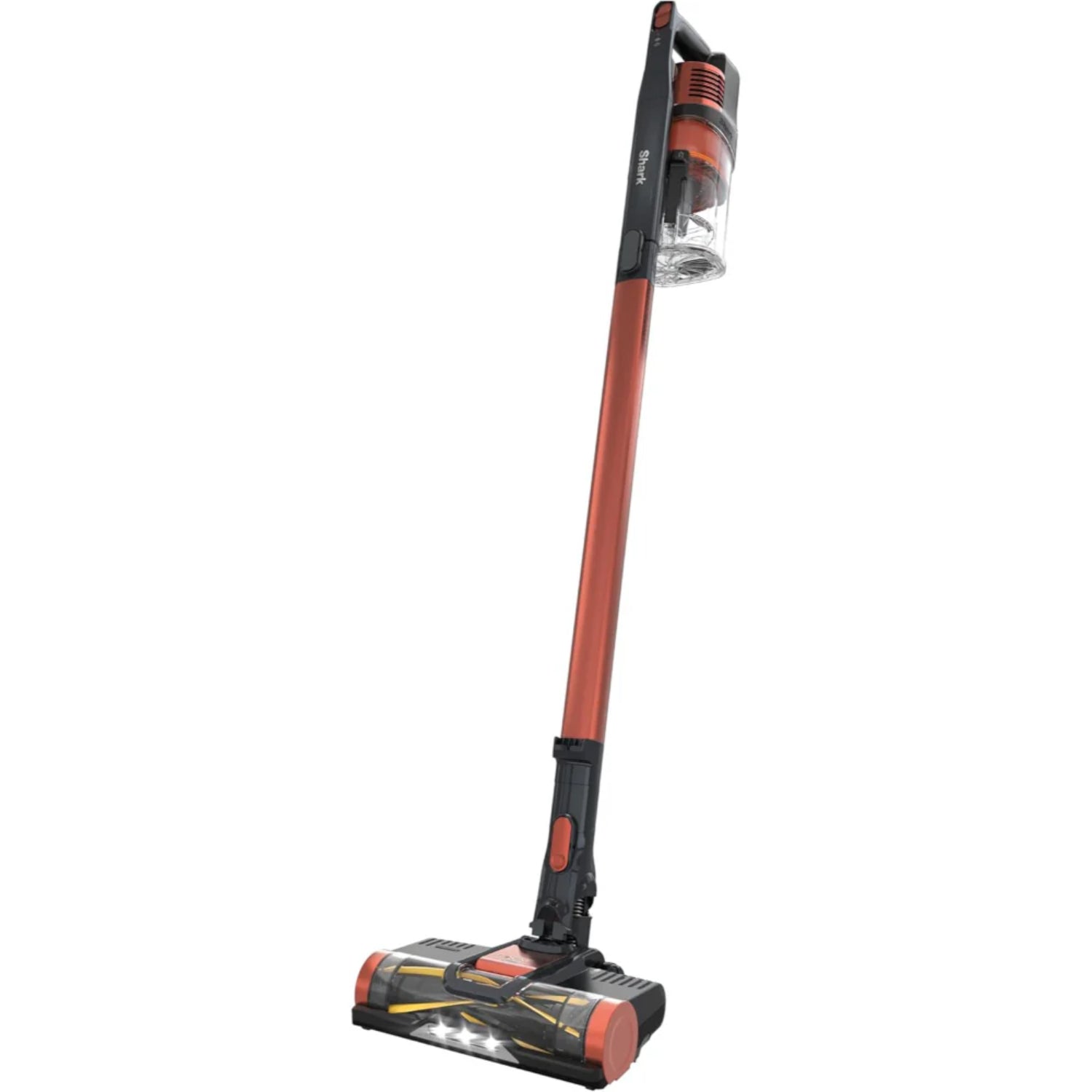 Aspiradora robot para mascotas roja, vista lateral en habitación