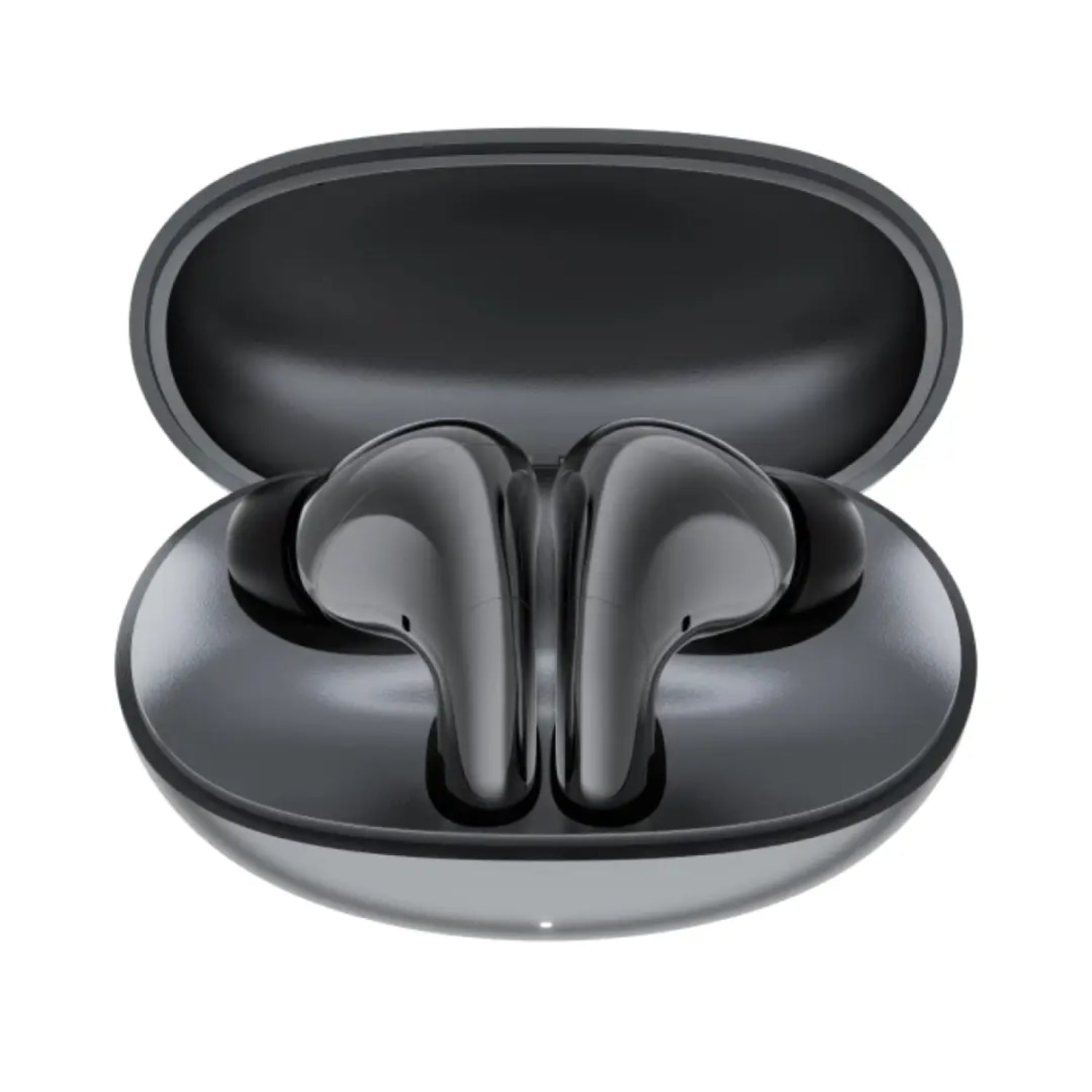 Auriculares HONOR negros en estuche de carga, vista superior
