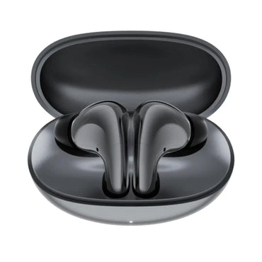 Auriculares HONOR negros en estuche de carga, vista superior